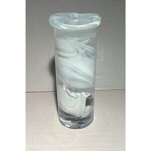 Kosta Boda White Atoll Candlestick Holder Vintage Art Glass MINT